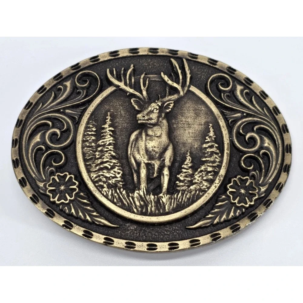 Heritage Montana Silversmiths Outdoor Series‎ Wild Stag Carved Metal Buckle
